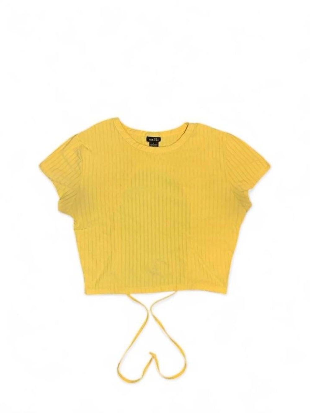Rue21 Yellow Ribbed Tie-Back Crop Top